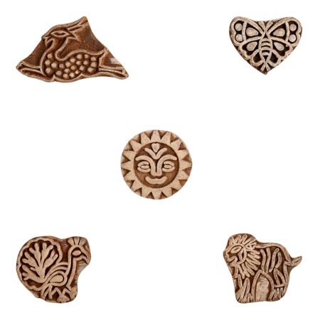 Set of 5 Piece New Mix Wooden Printing Block